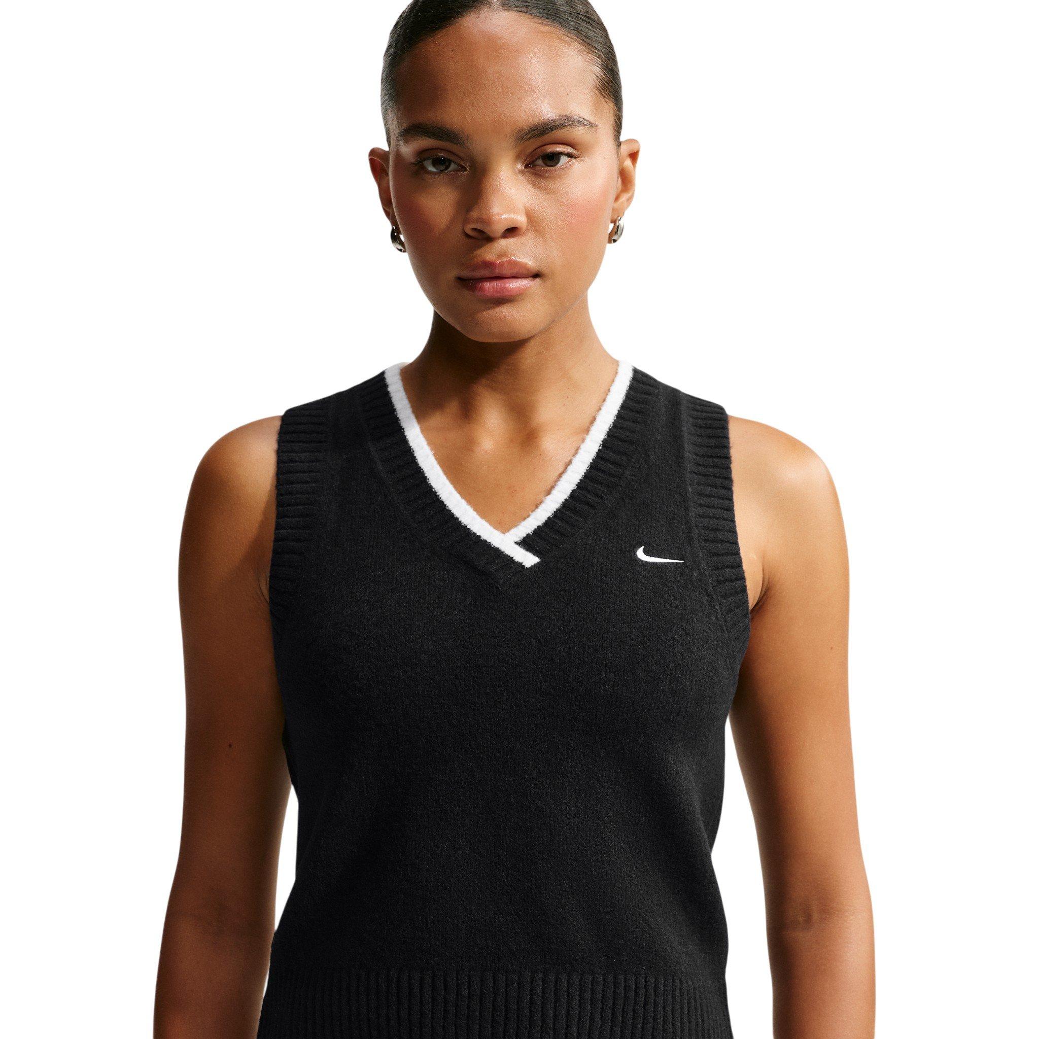 Nike Women's Sportswear Chill Knit Loose Sleeveless Vest - Black/White - BLACK/WHITE